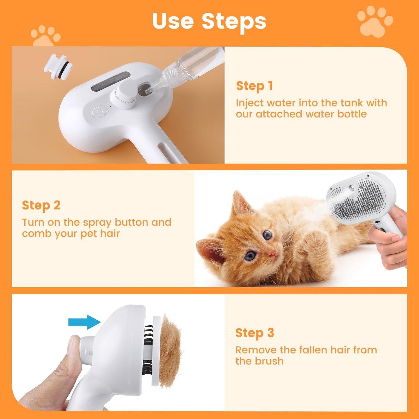3-in-1 Spray Grooming Brush