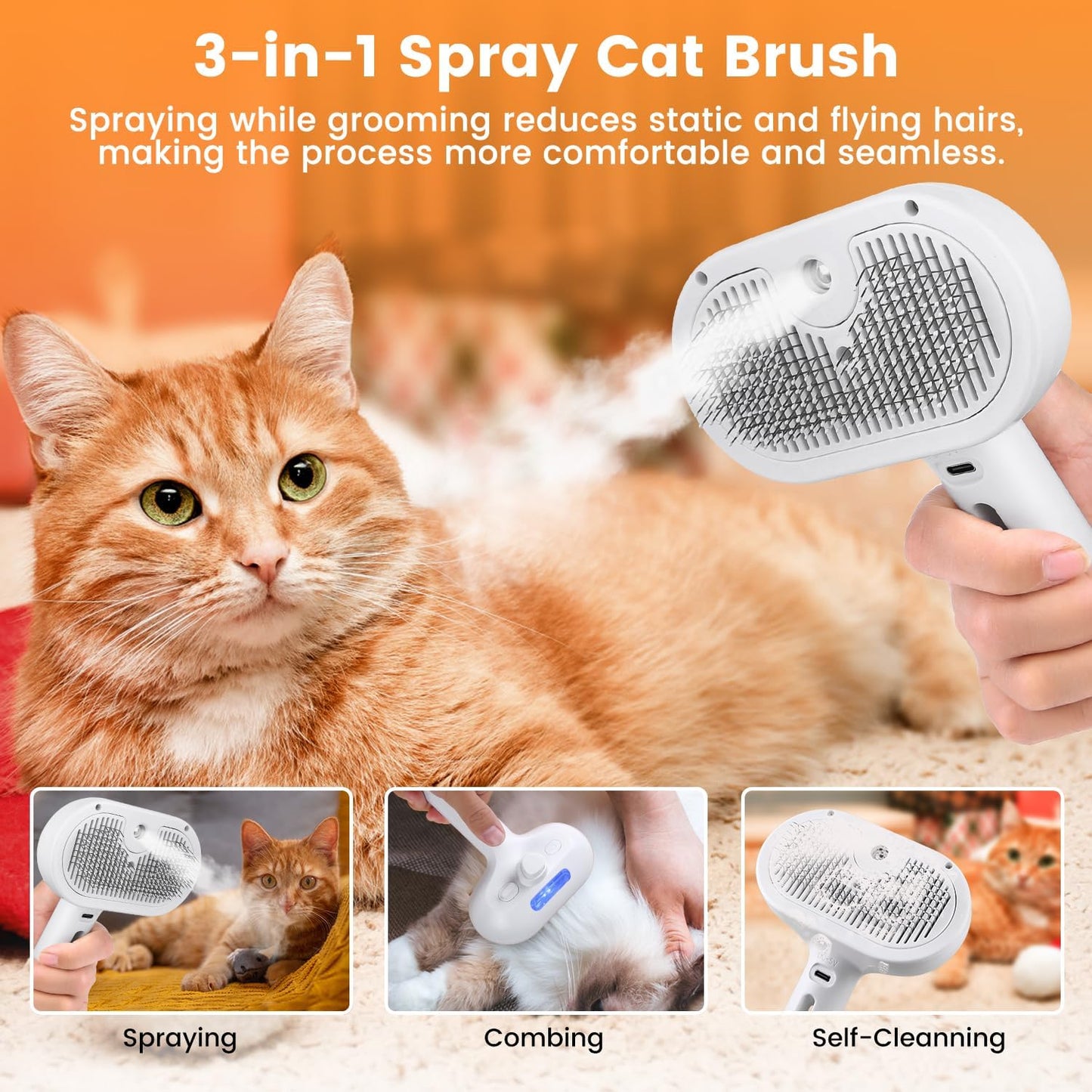 3-in-1 Spray Grooming Brush